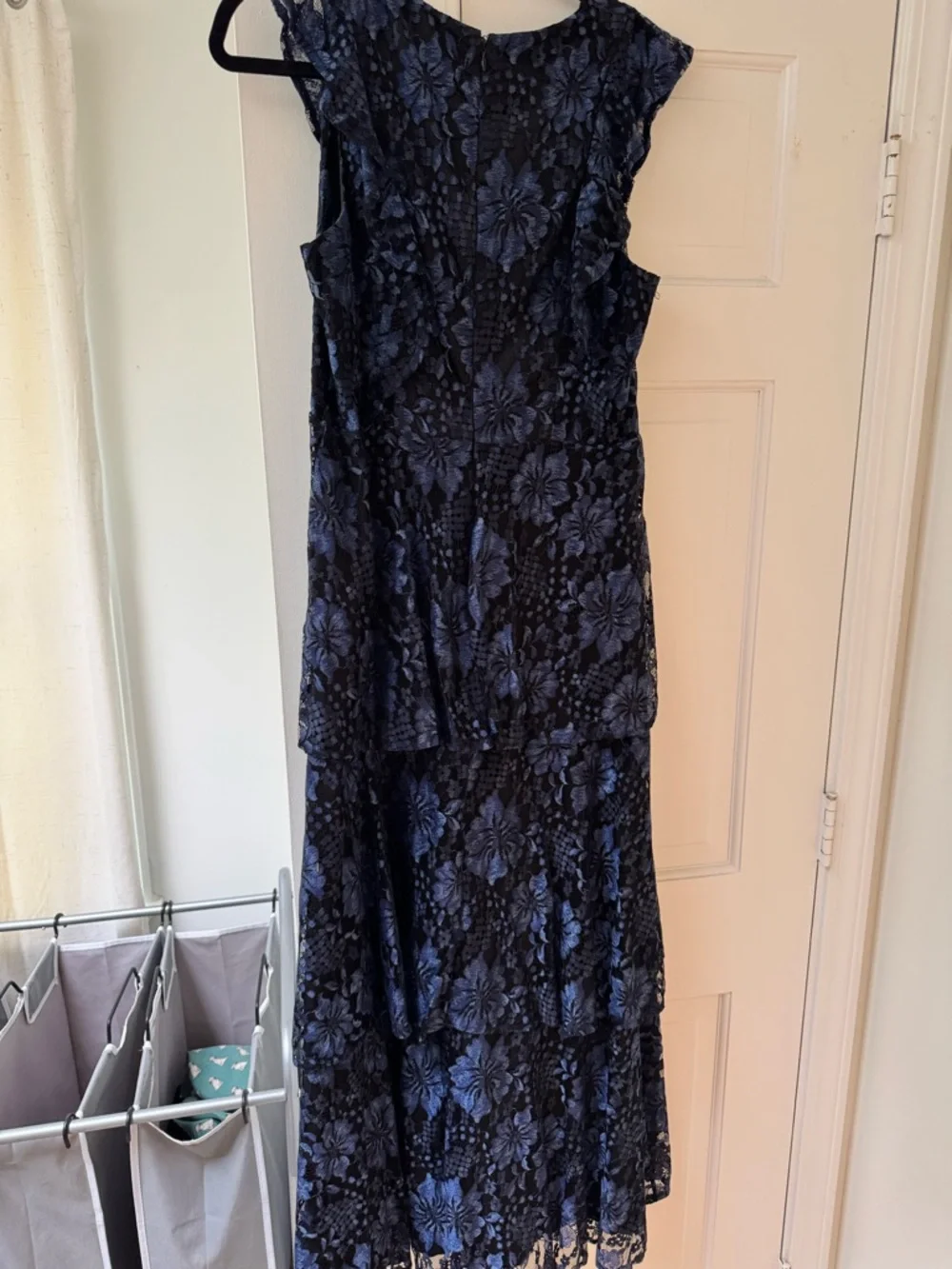 Lulus Molinetto Navy Blue Lace Ruffled Tiered Sleeveless Maxi Dress - Picture 5 of 7